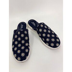 Clarks CloudSteppers Breeze Canvas Floral Mule Casual Sneaker Shoe Blue 11M